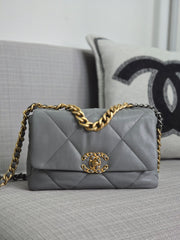 Chanel 19 size Small series 29 2020 Cruise Collection 20C Grey Lambskin Mixed HW Flap Bag